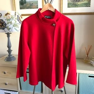 KARL LAGERFELD Wool Blend Sweater Jacket Red